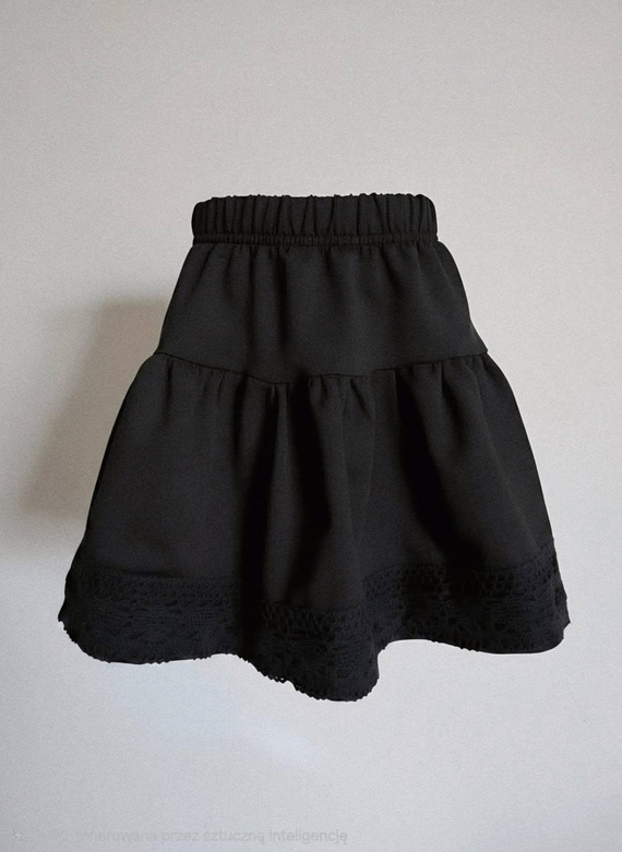 Eliza Bambarillo Falda Negra para Niña con Encaje de Algodón