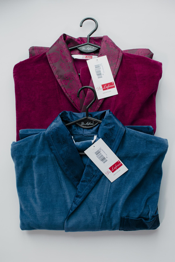 866 Noble Albornoz de terciopelo para hombre De Lafense - corto, elegante, algodón - denim