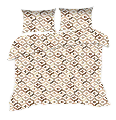 1760N Ropa de cama de algodón Classic E24 Karo geometry beige- 100% algodón, duradero, colorido, juego de 2 piezas