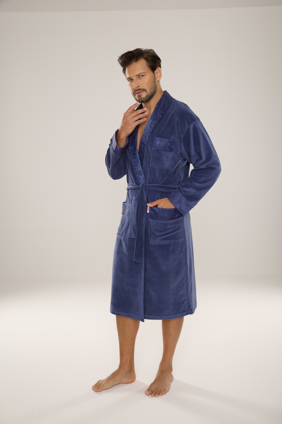 868 Noble albornoz de terciopelo para hombre De Lafense- elegante, suave, de primera calidad, vaquero