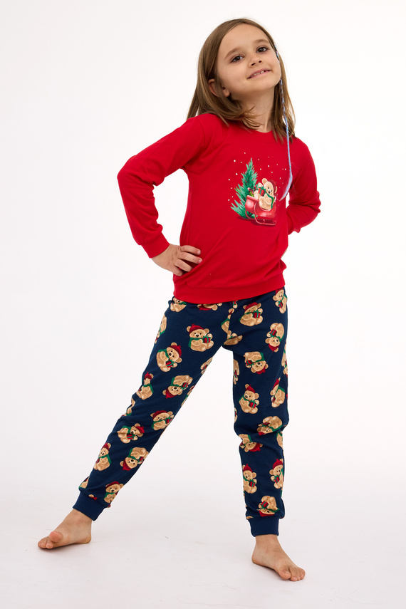 594/186 592/186 Pijama de niña Teddy Cornette - Navidad, rojo, algodón