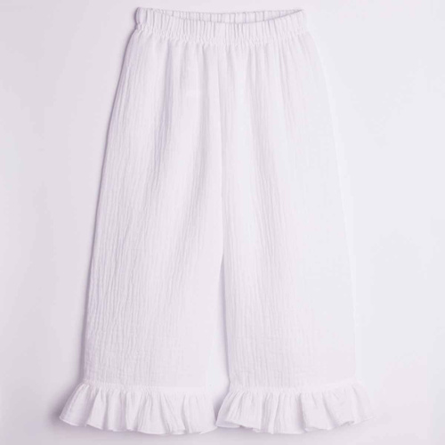Pantalones para niña Nicol 224330 muselina 100% algodón anchos verano - blancos