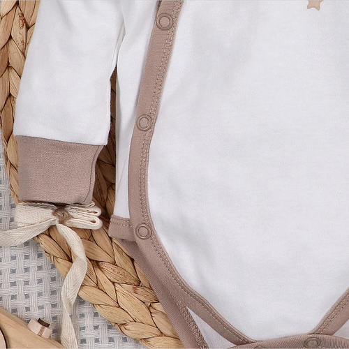 ABN-5502 Sky Journey Nini body sobre crudo | Algodón orgánico para bebé recién nacido