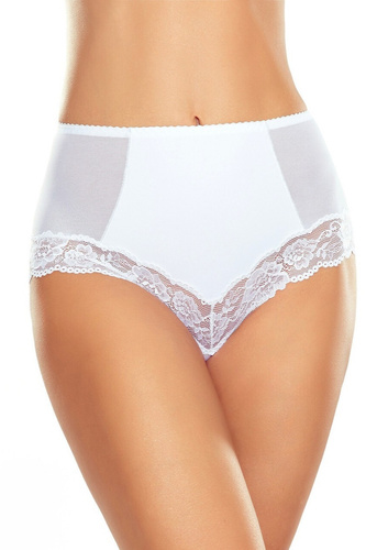 Braga moldeadora Eldar Veridia blanca, talle alto, ribete de encaje, microfibra