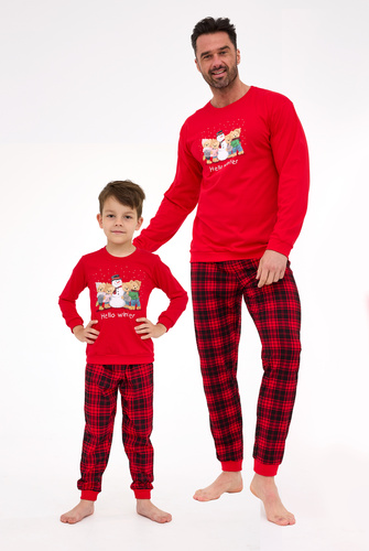 593/171 966/171 Pijama de invierno Cornette para niño - Navidad, rojo, algodón