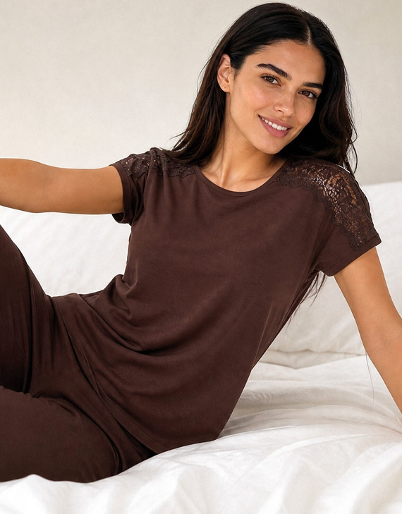 Cornette 1110/511 Sara Pijama Mujer 100% Algodón Verde con Flores