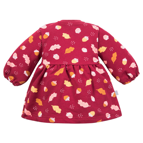 Fluffy Tails Vestido de bebé Eevi - granate, algodón, manga larga