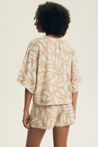 Henderson Dextra pijama mujer 43688 melocotón-viscosa, cremallera, 3/4, estampado floral