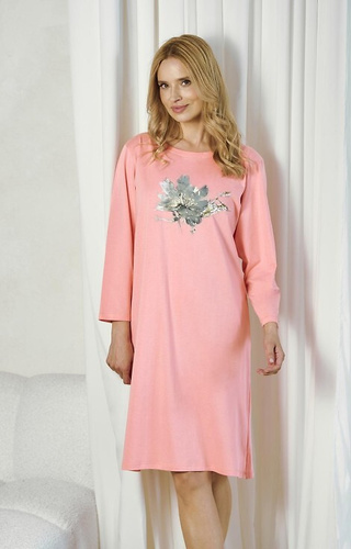 3461 Patricia Camisa mujer Taro albaricoque - 100% algodón, manga larga, kimono, estampado de colores
