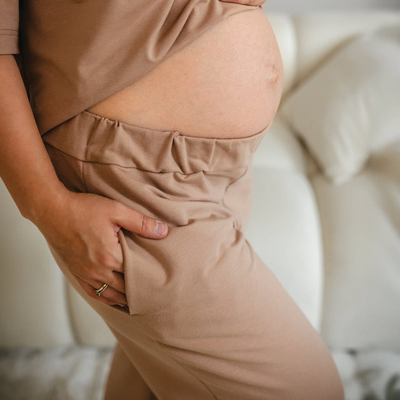 Eevi for Women Pantalones de chándal para mujer beige - Holgados, Algodón + Modal, Cómodos