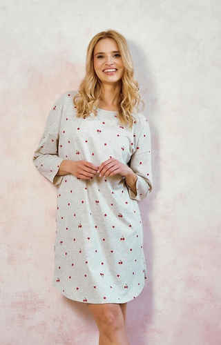 3431 Adele Camisa de mujer Taro gris - algodón, estampado de frutas, manga 7/8