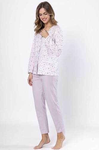 Leveza Danuta pijama de mujer 1637 lila - algodón, manga larga, abotonado