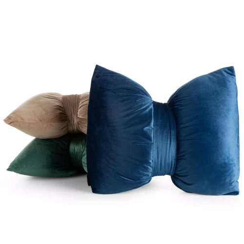 Eurofirany Cojín de Navidad azul marino 45x55 - lazo de terciopelo