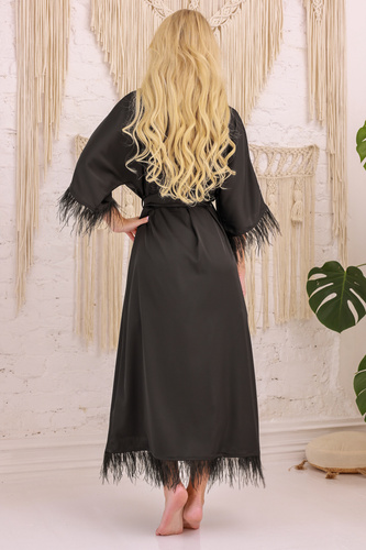 Diva Podomka Kalimo - satén con plumas, elegante y sensual, negro