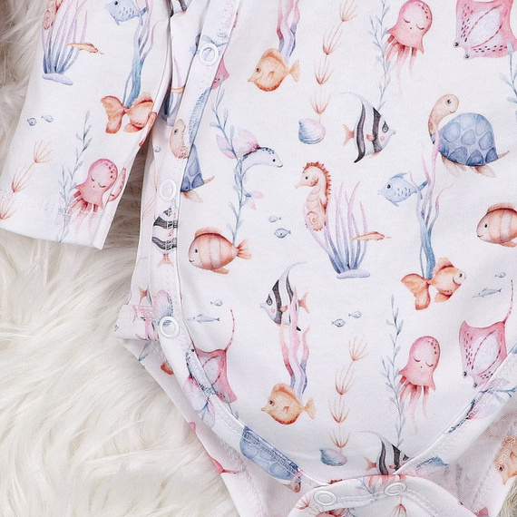 ABN-5471 Underwater World Nini cuerpo envolvente de manga larga - algodón orgánico, para bebés