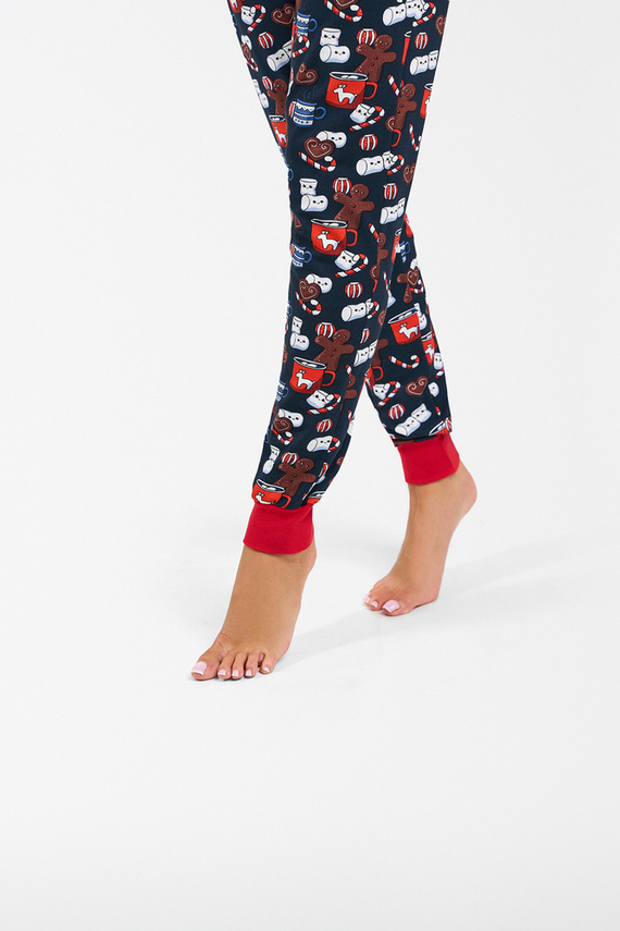 Pijama de manga larga y pantalón largo Makala Ladies Italian Fashion - rojo/estampado