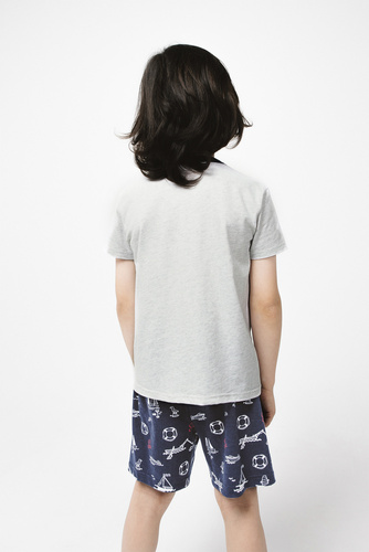 Kastos Pijama de manga corta para niño, pantalón Moda Italiana - light melange