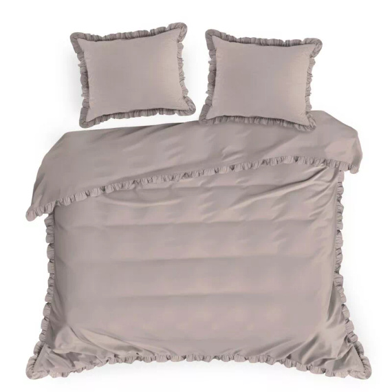 Ropa de cama de algodón con volante Eurofirany 100% algodón con cremallera color polvo