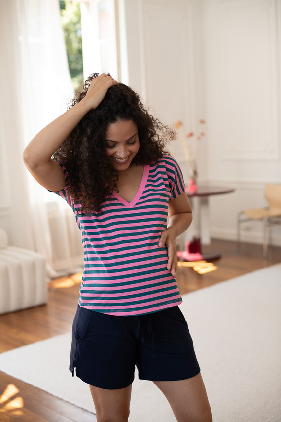 Milk & Love pantalones cortos premamá de viscosa azul marino para verano