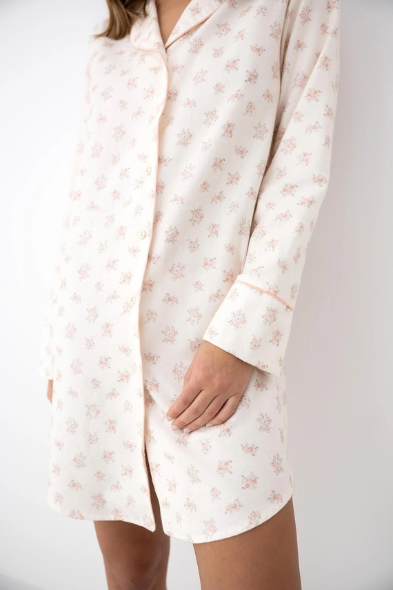Camisón Sensis Marielle ecru viscosa algodón botones manga larga
