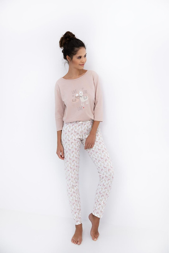 Milani Sensis pijama de mujer - 100% algodón, llama, manga 3/4