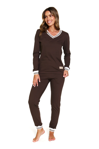 Doctor Nap 4504 - Pijama de mujer de algodón acanalado - estilo y comodidad para todos los días - brownie