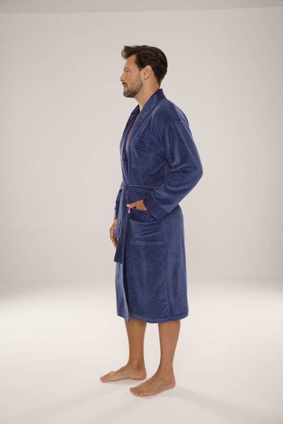 868 Noble albornoz de terciopelo para hombre De Lafense- elegante, suave, de primera calidad, vaquero