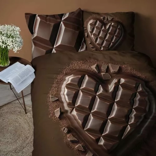 5316 Una ropa de cama de microfibra en 3D con una tableta de chocolate en forma de corazón - Detexpol