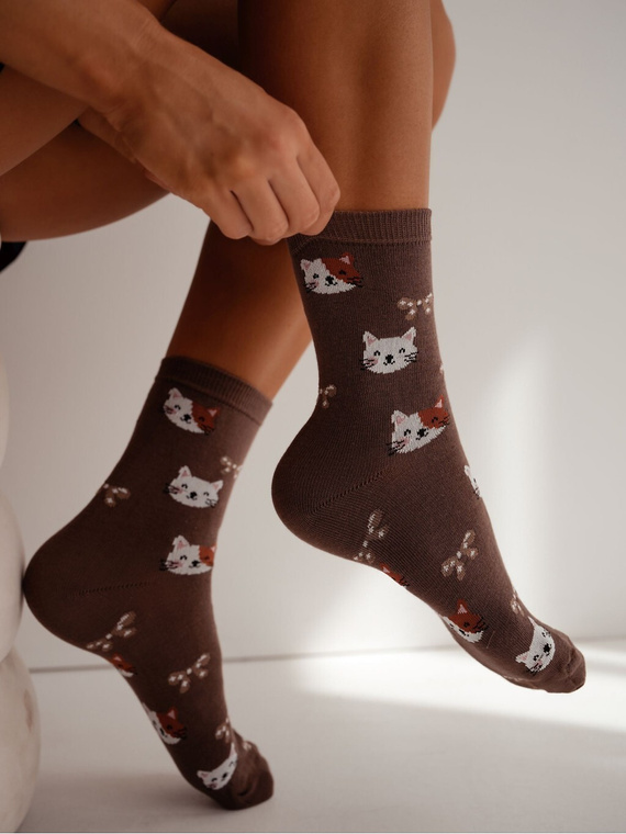 Calcetines mujer algodón Milena 0200-241– canalé cómodos diario cappuccino