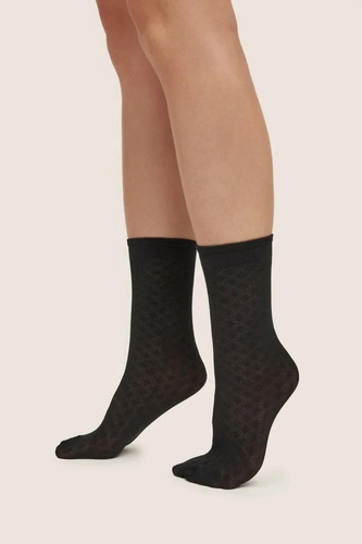 Gabriella Oria 1263 Black calcetines de mujer 70 DEN con estampado 3D