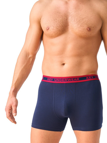 Bóxer para hombre Key MXH 365 B26 de algodón ajustado - azul marino