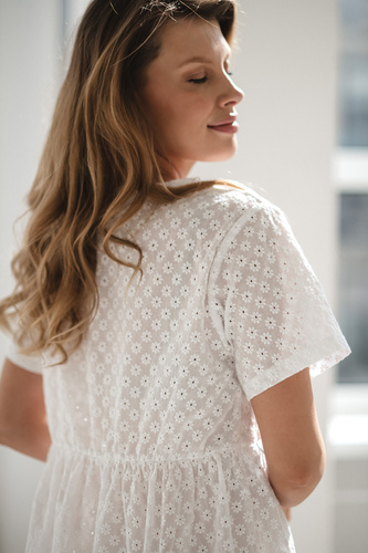 Camisón premamá y de lactancia Flower Power Milk & Love algodón white