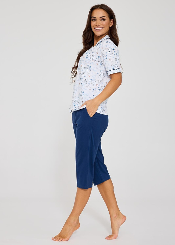 Cornette Yvonne 347/347 pijama mujer algodón flores botones 3/4