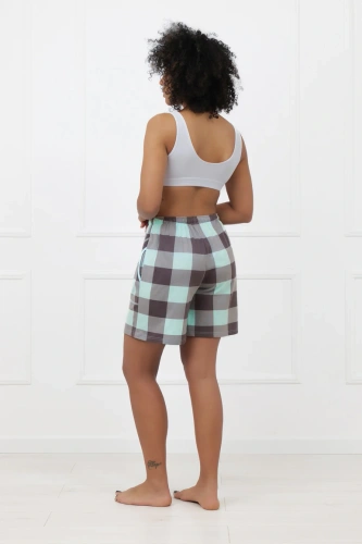Pantalones cortos de mujer Sandra Italian Fashion de algodón a cuadros