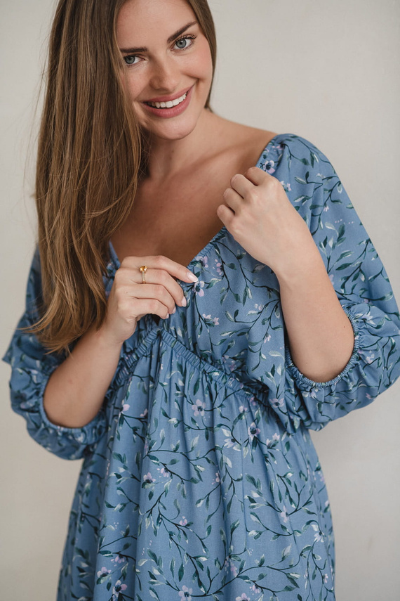 Milk Sun Vestido para el embarazo y la lactancia Milk&Love Vestido floral azul