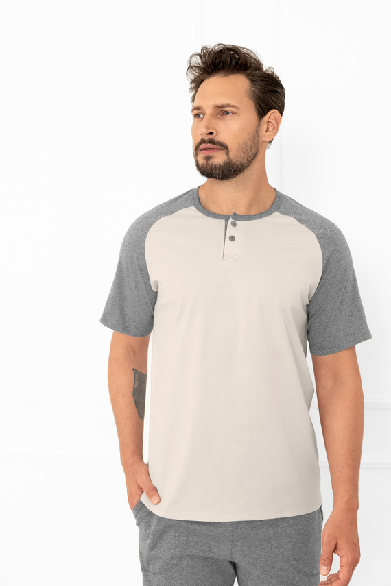 Alexander Italian Fashion pijama de hombre beige - algodón, polo y pantalón