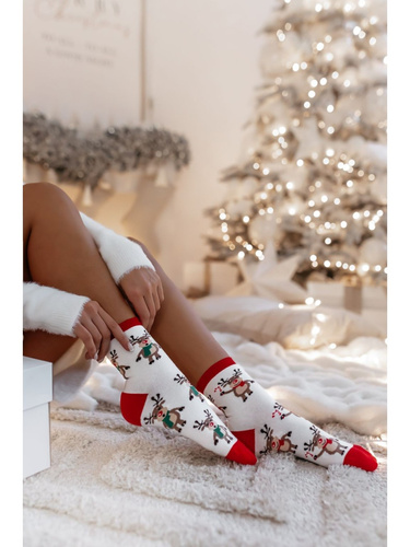 1283.002 Reno de pie Milena - Calcetines de Navidad para mujer, Crudo