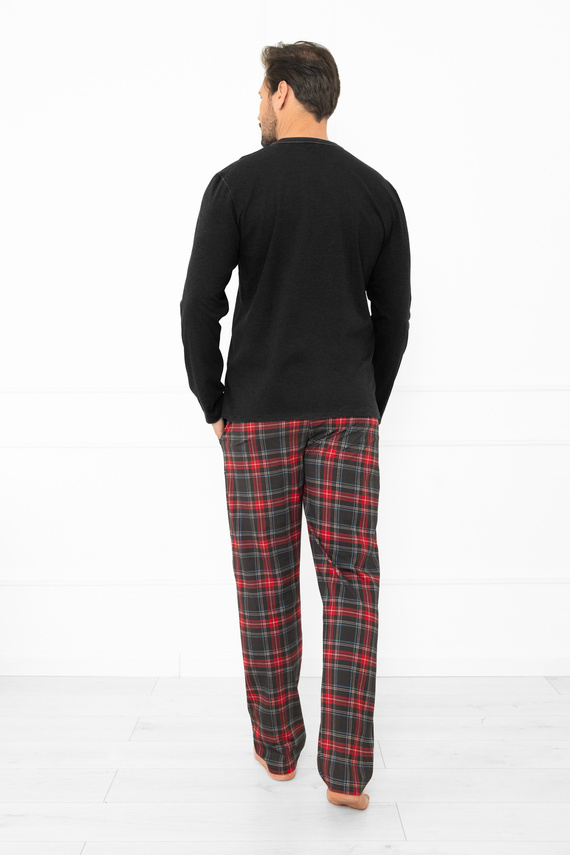 Rusoli pijama de los hombres Moda italiana melange oscuro - algodón a cuadros, largo, cómodo