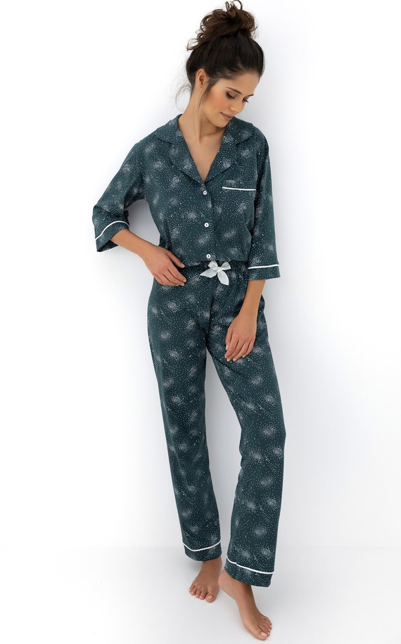 Pijama Sydney Sensis verde - elegante pijama abotonado de algodón para mujer