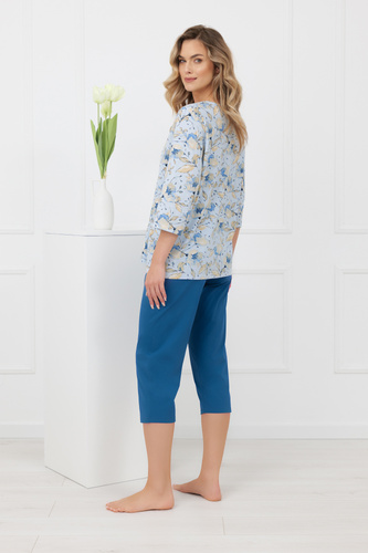 Pijamas de las señoras Celozja Moda italiana 100% algodón 3/4 manga 3/4 pantalones