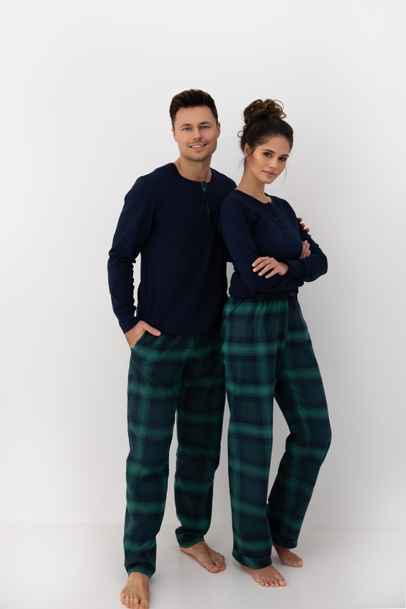 Pijama de hombre Luke Sensis - algodón, largo, verde a cuadros