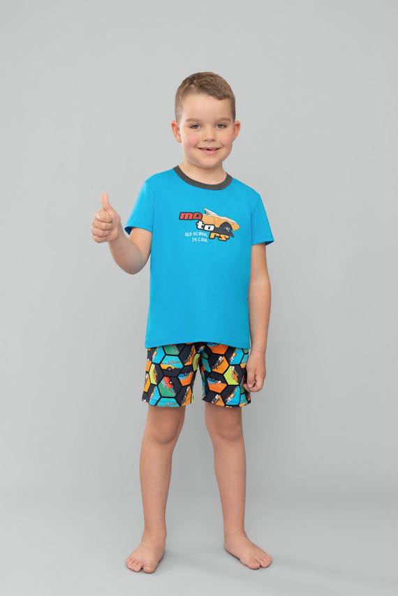 Pijama de niño manga corta Comic, pantalón Italian Fashion - turquesa/estampado