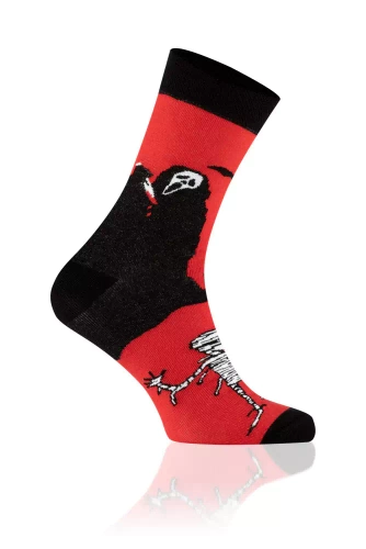 S146D Drácula Calcetines Largos Moda Italiana - negro/rojo/blanco