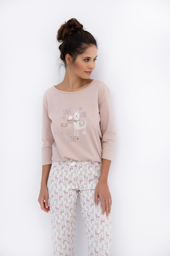 Milani Sensis pijama de mujer - 100% algodón, llama, manga 3/4