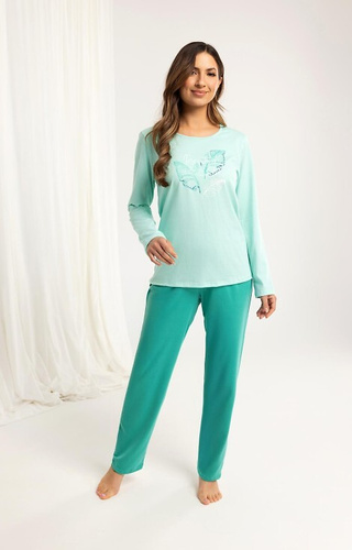 705 Pijama señora Regina verde - algodón, manga larga, pantalón largo