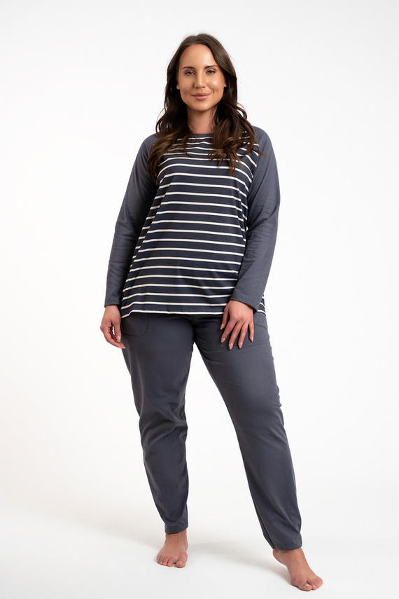Oda Pijama señora manga larga, pantalón largo Moda Italiana - estampado grafito/grafito