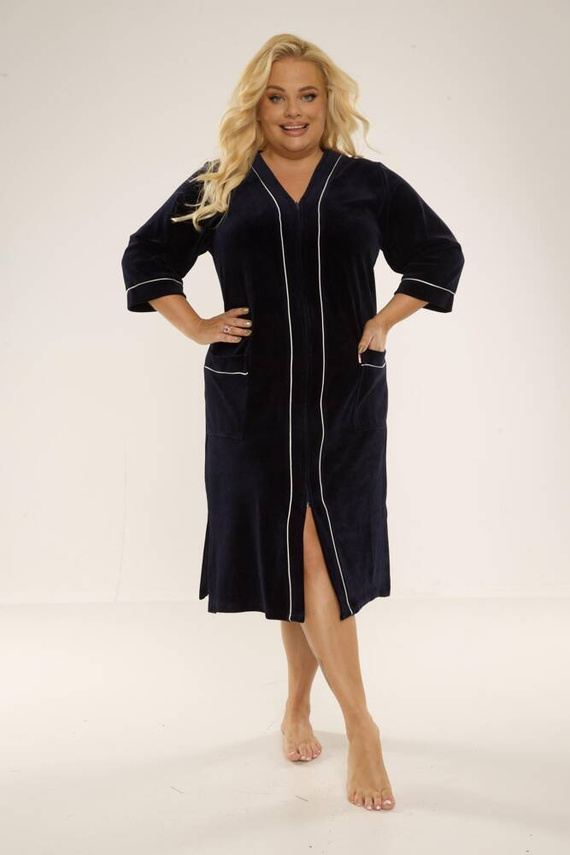 974 / 352 Bata de señora de terciopelo Forex - azul marino