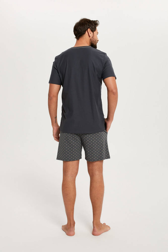 Abel Pijama de manga corta para hombre, pantalón corto Moda Italiana - grafito/estampado