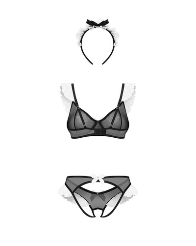 Obsessive Naughty Maid Conjunto Sensual de Criada Negro con Encaje