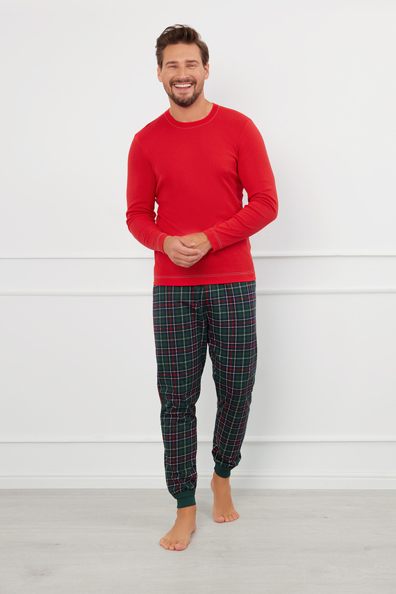 Fogo Pijama hombre manga larga, pantalón largo Moda Italiana - rojo/estampado